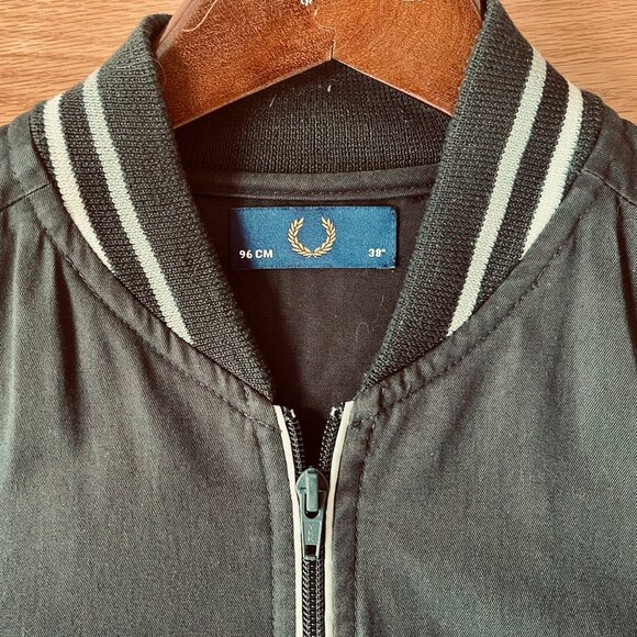 FRED PERRY Dark Navy Zip Up Mod Ska Bomber Jacket 38 Windbreaker - Picture 2 of 4